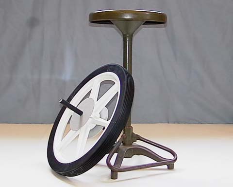 Demonstrator on a Rotating Stool with Weighted Bicycle Wheel